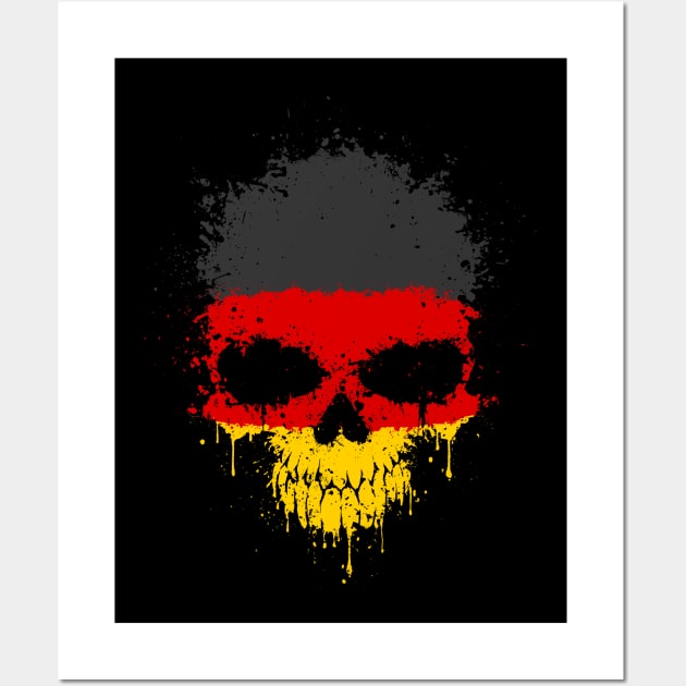 Chaotic German Flag Splatter Skull Wall Art by jeffbartels